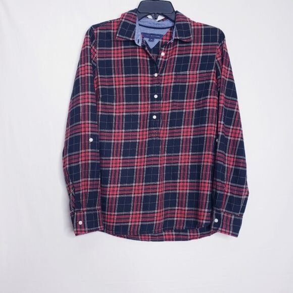 Tommy Hilfiger Red & Black Plaid Flannel Convertible Top Women's Size Medium - Picture 2 of 8